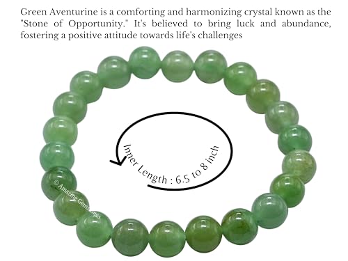 Amazing Gemstone Crystal Bracelet for Women Men's Gifts - Protection Healing Crystal Bracelet - 8mm Gemstone Beaded Stretchable Bracelet Pulseras Para Hombres Mujer Stocking Stuffers Mothers Day Gift (Green Aventurine) - color: Green Aventurine