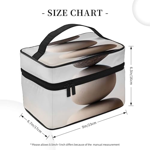 Meditation Stone Handheld Travel Makeup Bag, Cosmetic Organizer With Large Compartments, Zippered Toiletry Bag For Women
