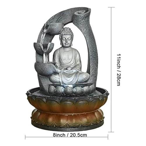 Buddha Tabletop Waterfall Fountain Meditation Relaxing Indoor Decoration, Zen Fountain for Home, Office, Bedroom Decoration(Grey 2)
