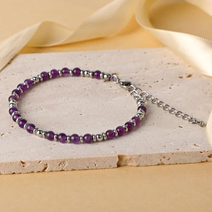 LPBeads Beaded Bracelets for Women Energy Gemstone Charm Jewelry Adjustable Bracelet Gifts for Mom, Daughter, Wife, Friends, Bestie - color: Amethyst