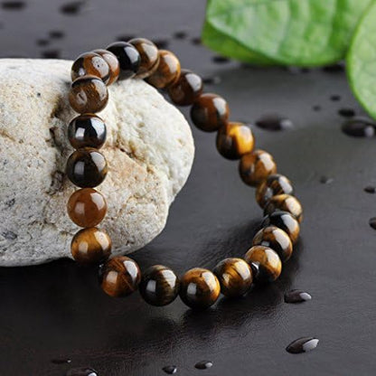 Women's Men's Buddha Rosary Bracelet 9mm Beads Wrist Mala Energy Stone Stretch Bracelet, Therapy Yoga Meditation, Brown