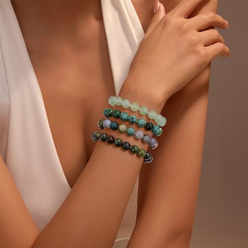 Vinswet 4mm 6mm 8mm Healing Crystal Bracelets for Women Men Natural Stone Beaded Stretch Bracelet Handmade Gemstone Reiki Spiritual Jewelry Gifts - color: Green Aventurine, size: 8mm