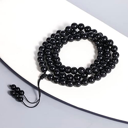Simple Crystals and Stones Beaded Necklace Protection Balance Meditation Long Necklaces for Women and Men Amulet Jewelry - style: Obsidian