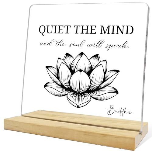 Yoga Meditation Room Decor,Quiet The Mind And The Soul Will Speak,Zen Decor Inspirational Gifts for Home Office Meditation Space Shelf Table Decoration