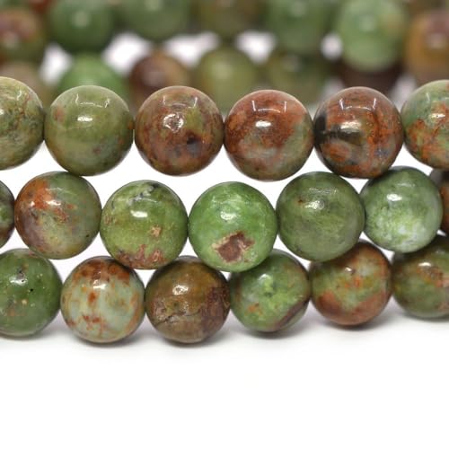 Justinstones Gem Semi Precious Gemstone 6mm Round Beads Stretch Bracelet 6.5 Inch - color: Green Opal