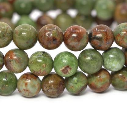 Justinstones Gem Semi Precious Gemstone 6mm Round Beads Stretch Bracelet 6.5 Inch - color: Green Opal