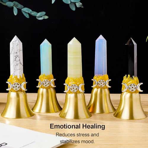 Super Loud Solid Brass Handbells Altar Bells Natural Obsidian Tower Bell Chimes Witch's Bells Hand Percussion Instruments Call Bells for Meditation Prayer Pet Feeding and Home(Obsidian, 4.53") - color: Obsidian, size: 4.53"