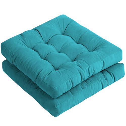 Tiita Outdoor Cushions Square Floor Pillow Thicken Tufted Seat Pad Large Floor Cushion for Yoga Meditation Living Room - color: Square|blue, size: 2 Count (Pack of 1)