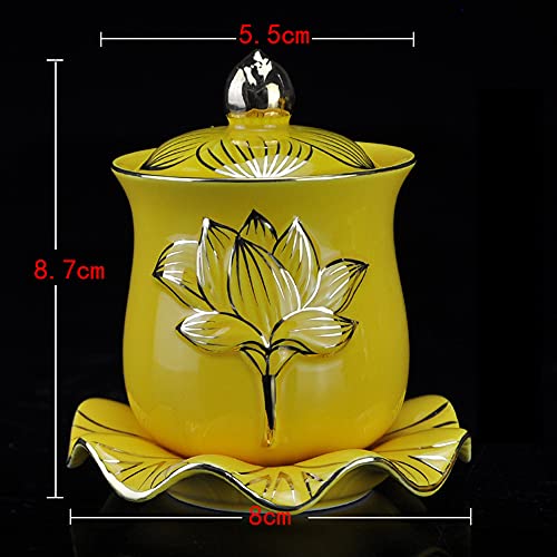 Houlu 1pc Ceramic Altar Cup, Holy Water Offering Cup, Tibetan Buddhist Worship Cup - Yellow - color: Yellow