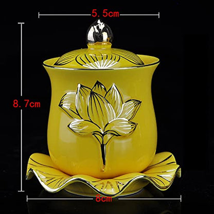 Houlu 1pc Ceramic Altar Cup, Holy Water Offering Cup, Tibetan Buddhist Worship Cup - Yellow - color: Yellow