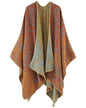 Women's Shawls and Wraps Open Front Poncho Cape Winter Sweater - color: O41-orange Court