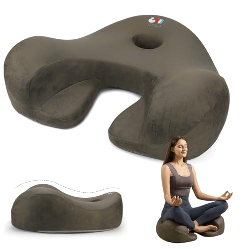 Meditation Cushion, Yoga Cushion for Meditation - Cross Leg Floor Pillow for Meditator at Home, Ergonomic Comfortable Memory Foam Zafu Relieves Numbness Tailbone & Hip Pain from Long Sitting.