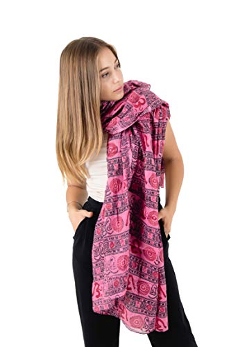 OMA Large Om Scarf Wrap Hand Block Printed Shawl For Yoga Meditation BRAND - color: Pink