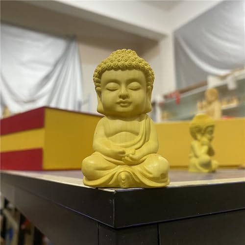 Antique Buddha Statue, Wooden Statue, Decoration, Zen Meditation, Wooden Sculpture Decoration, Living Room Spa or Yoga Room Centerpiece, Book, Living Room Bedroom Decoration(7cm, 1) - color: 01