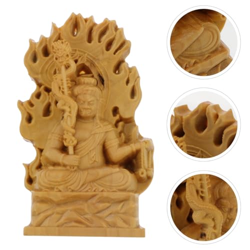 Acalanatha Statue Wood Carving Fudo Sculpture for Home Decoration for Meditation Relaxing Atmosphere Craftsmanship