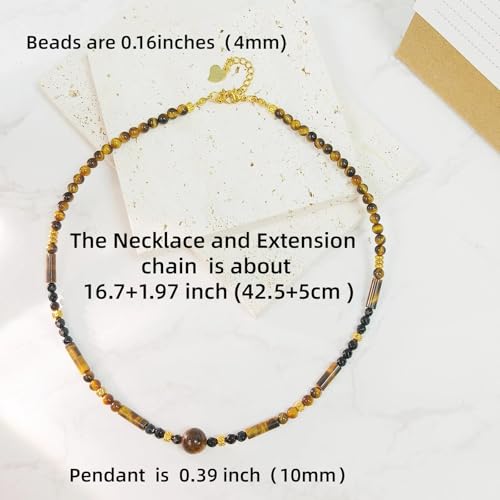 Crystal Pendant Necklaces Healing love Women's Men's choker Obsidian Tiger eye White Crystal Black Gold waterproof dainty Charm stackable statement Cute Stone necklace Unisex - style: TigereyeBeadNecklace