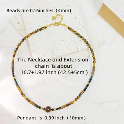 Crystal Pendant Necklaces Healing love Women's Men's choker Obsidian Tiger eye White Crystal Black Gold waterproof dainty Charm stackable statement Cute Stone necklace Unisex - style: TigereyeBeadNecklace