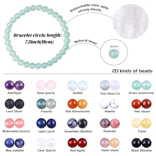 Handmade Stretch Elastic Bracelet Natural Stone Crystal Healing Power Energy Gifts for Reiki Nature's Beauty and Spiritual Essence Unisex 6mm - color: Green Adventurine