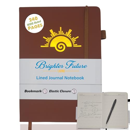 Lined Journal Notebook - A5 Hardcover Faux Leather Journals | - Journaling Notebook for Women Men | 240 Pages Ruled Notebooks Writing Travel Business Work Journal | Great Gift for Graduates and Teachers (Brown)