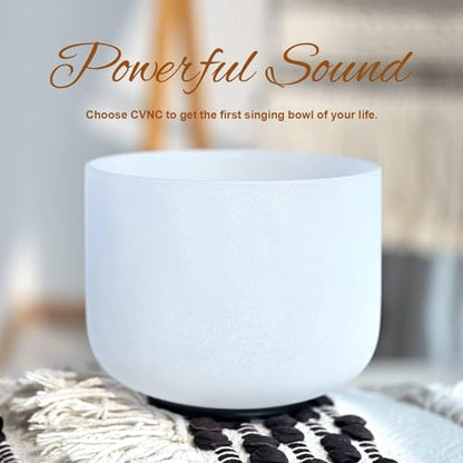 CVNC 432HZ 12 Inch C Note Root Chakra Frosted Quartz Crystal Singing Bowl Meditation Therapy Sound Healing Instrument Sound Bath Bowl with Mallet and O-ring - size: 12 inch C