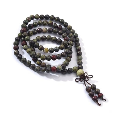 108 Mala Prayer Beads Bracelet 6mm Genuine Gemstone Healing Crystal Stone Beaded Bracelet Buddhist Tibetan Handmade Knotted Elastic Necklace for Yoga Meditation Unisex Women Men