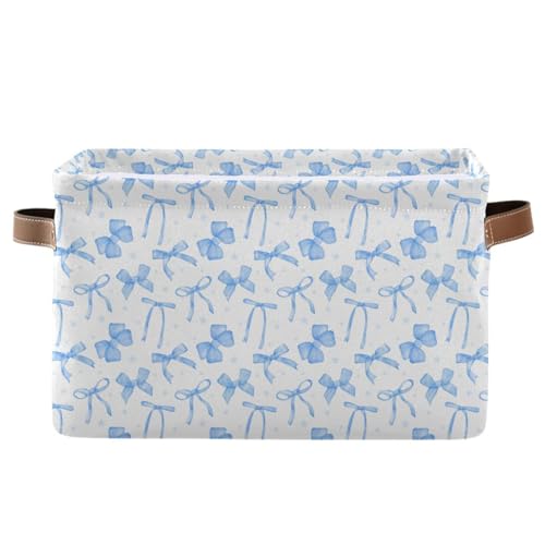 Blueangle Blue Ribbon Bow Rectangle Storage Bin, 15 x 11 x 9.5 in, Collapsible Organizer Storage Basket for Home Décor - color: Blue Ribbon Bow, size: 1 PCS