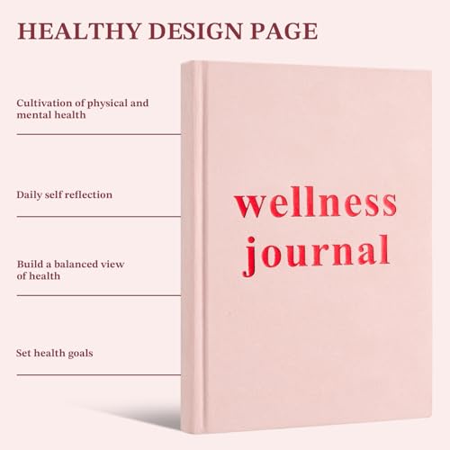 Wellness Journal Planner- Gratitude & Mindset Mental Health Journal,Track Goals, Sleep & Lifestyle,Daily Self Reflection,Self Care Journal,Daily Positive Mindfulness Diary,size A5 pink.