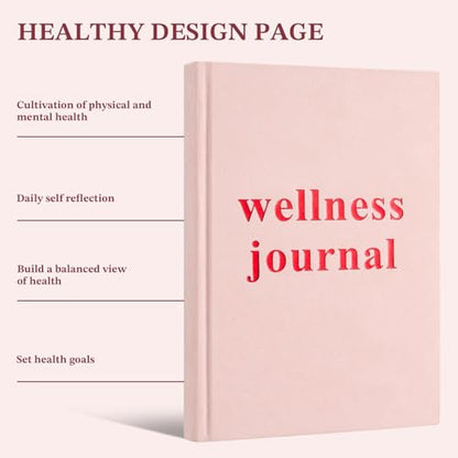 Wellness Journal Planner- Gratitude & Mindset Mental Health Journal,Track Goals, Sleep & Lifestyle,Daily Self Reflection,Self Care Journal,Daily Positive Mindfulness Diary,size A5 pink.