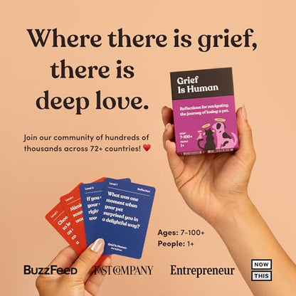 Grief is Human (Pet Edition) | Family & Friends Conversation Cards for Grieving | 70 Reflection Cards to Help You Process The Journey of Losing a Beloved Pet | Therapy for Adults | 1+ Players - style: Grief is Human (Pet Edition)