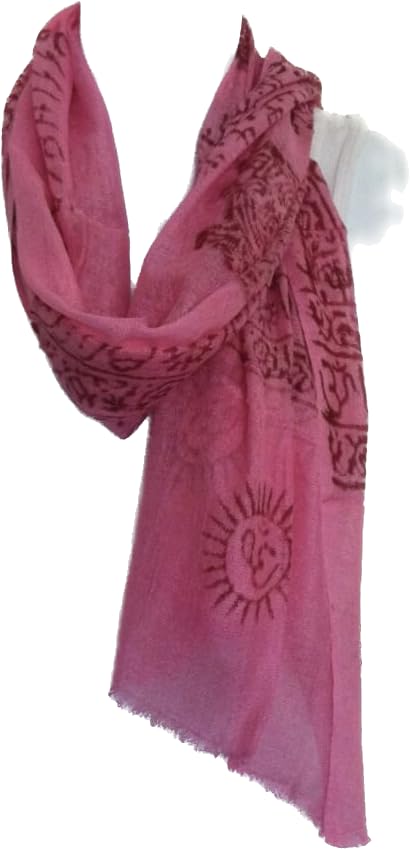 Karma Handicrafts Om Meditation Yoga Harye Ram Prayer Scarf Cotton Scarves Nepal - color: Pink