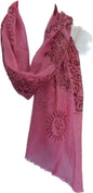 Karma Handicrafts Om Meditation Yoga Harye Ram Prayer Scarf Cotton Scarves Nepal - color: Pink