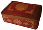 Rectangular Zafu Seat Meditation Cushion Buckwheat and Kapok Fill - Silkscreen Sacred Symbols (Longevity Saffron) - color: Longevity Saffron