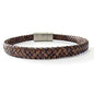 Men's Leather Bracelet, Stackable Stainless Steel Clasp Bracelets for Men Stylish Birthday, Thanksgiving, Valentine's Day Gift for My Man - style: 8.2" Long 5MM Wide Brown