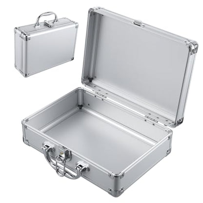 Angoily Aluminum Alloy Multi-Functional Briefcase Waterproof Tool Storage Case Removable Dividers Portable Aluminum Carrying Case for Tools Makeup and Instruments