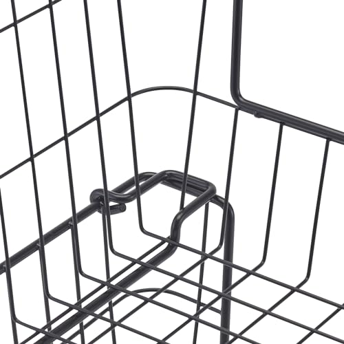 TRINITY 2-Pack Stackable Metal Wire Storage Baskets With Handles, Black, 19 Inches - color: Black, size: 19 Inches