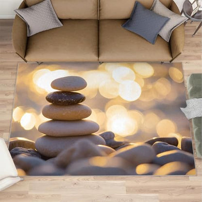 Zen Rug - 4x5 Rug, Meditation Rugs for Living Room Bedroom, Zen Stone Washable Rugs, Non Slip Classroom Carpet, Soft & Low-Pile - color: Zen#54, size: 4' x 5' (Rectangular)