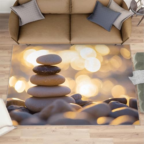 Zen Rug - 4x5 Rug, Meditation Rugs for Living Room Bedroom, Zen Stone Washable Rugs, Non Slip Classroom Carpet, Soft & Low-Pile - color: Zen#54, size: 4' x 5' (Rectangular)