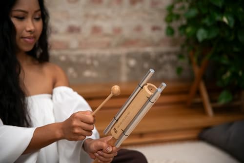 Three Tone Energy Chime with Long Resonance For Calming Meditation, ASMR, Sound Healing, and Yoga — Includes Mallet - style: Major triad: C6, E6, G6