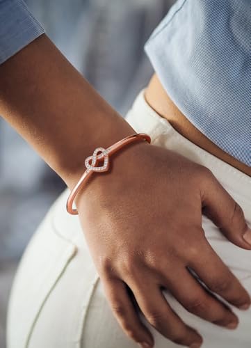 U7 Unisex Simple Cuff Bracelet 18K Real Gold Platinum Plated Fine Bracelets Fashion Jewelry Open Bangle Cuff Bracelets, Twisted or Heart Style - color: E.CZ Knot Bracelet-Rose Gold