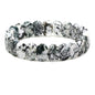 Keleny Semi Precious Stones 14mm Faceted Oval Beads Crystal Rock Elastic Bangle 7.5 Inch - color: Green White Tree Agate