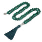 108 Mala Beads Necklace Semi-Precious Gem Stones Meditation Necklace 108 Hand Knotted Japa Mala Beaded Tassel Necklace with Tree of Life Pendant - color: Green Peafowl