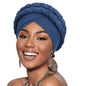 DRESHOW African Turban for Women Knotted Hairwraps for Sleeping Turban Headwraps Head Warmer Scarf for Black Women Chemo Cap - color: 1 Pc Double Twisted Braids: Navy Blue