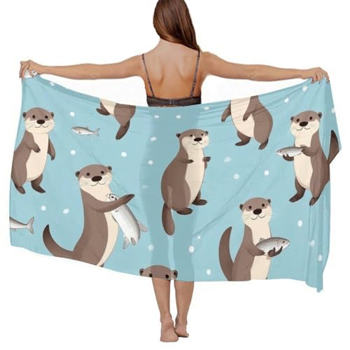 Women's Lightweight Long Scarf Thin Scarf Beach Headscarf Wimwear Bikini Wrap - color: Color646