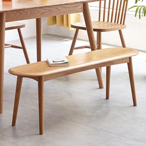 47'' 100% Solid Oak Wood Dining Bench,Rounded Corner Baguette Shape Chair Surface Design,Entryway Bedroom Bed End Bench (47.3inch, Natural Oak) - size: 47.3inch-Oak-Round Corner Baguette Shape