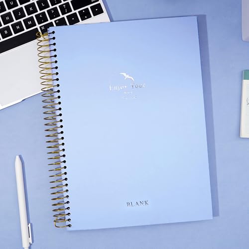FLYING EAGLE Blank Paper Spiral notebook Journal 8.5 x 11 Blank Large Spiral Notebook 210 Pages Hardcover Spiral Notebook Sketchbook Sketch Book for drawing for Men Women,Blue