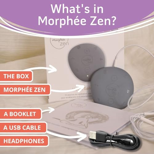 Morphée Zen | Guided Meditation Sound Device for Instant Relaxation | Enhance Well-Being, Reduce Stress and find Deep Relaxation | Portable Meditation Sound Machine | 72 Sessions in 4 Languages