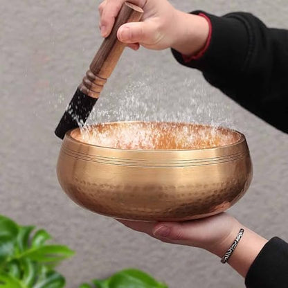 Handmade Tibetan Meditation, Singing Bowl Spiritual Decor, Brass Bowl with Beater & Cushion, for Meditation, Yoga, and Sound Healing(5.9in/15cm) - size: 5.9in/15cm