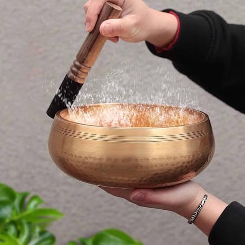 Handmade Tibetan Meditation, Singing Bowl Spiritual Decor, Brass Bowl with Beater & Cushion, for Meditation, Yoga, and Sound Healing(4.7in/12cm) - size: 4.7in/12cm