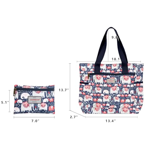 GAENMESN Women's Lightweight Waterproof Tote Bag Durable Designer Handbag with Zipper Travel Commute Everyday Use - color: Elephant