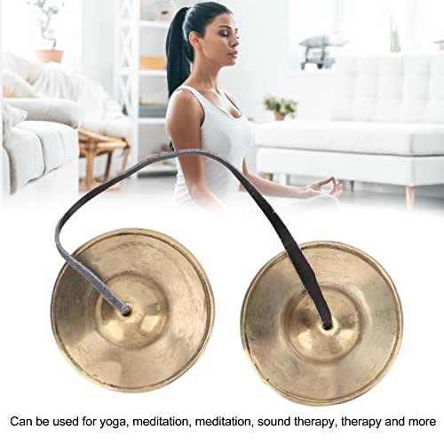 Tibetan Tingsha Cymbals Meditation Chime Bells, 2.7in Brass Strong Sound Penetration Tingsha Cymbals Bells, Lightweight Portable Tingsha Cymbals Bells Om Mane Padme Hum for Percussion Instrument